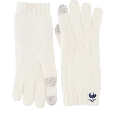 Brooks Brothers Wool & Cashmere Cable Tech Gloves In White