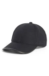 Brooks Brothers Wool & Leather Adjustable Baseball Cap In Black