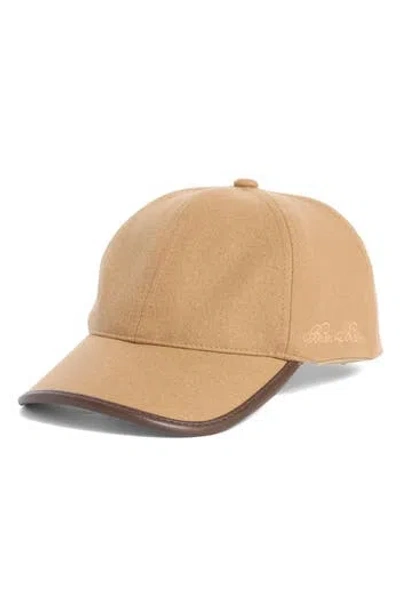 Brooks Brothers Wool & Leather Adjustable Baseball Cap In Brown