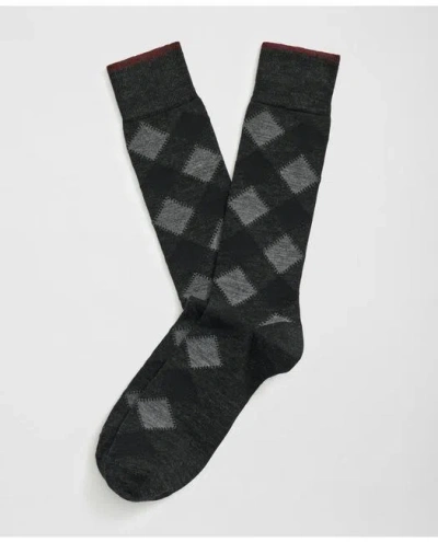 Brooks Brothers Wool Blend Argyle Socks In Black