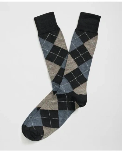 Brooks Brothers Wool Blend Argyle Socks In Black
