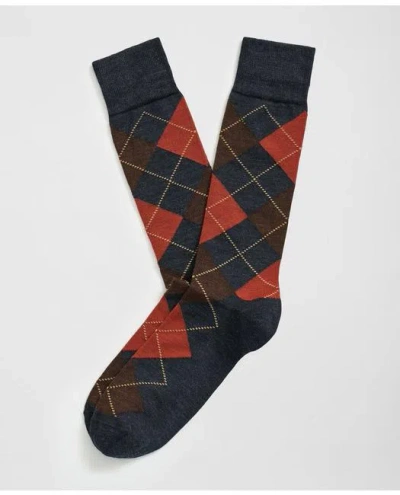 Brooks Brothers Wool Blend Argyle Socks In Navy