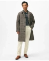 Brooks Brothers Wool-blend Balmacaan Checked Coat In Beige