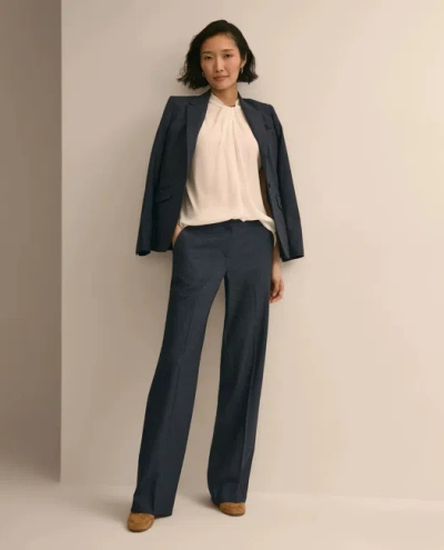 Brooks Brothers Wool Blend Birdseye Wide-leg Pants In Black