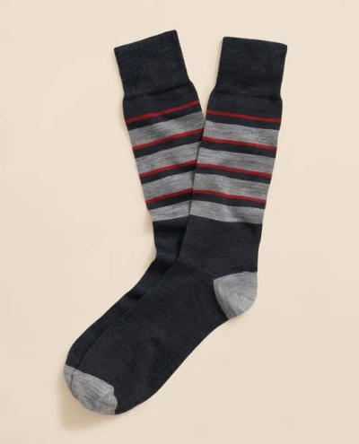 Brooks Brothers Wool-blend Cap Toe Striped Socks In Blue