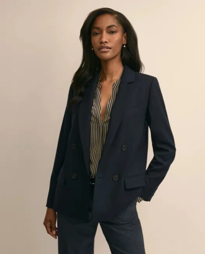 Brooks Brothers Wool Blend Double-breasted Jacket In Navy