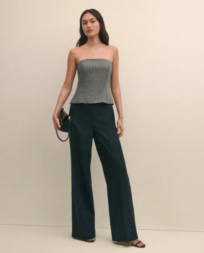 Brooks Brothers Wool-blend Herringbone Bustier In Black