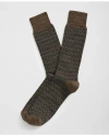 Brooks Brothers Wool Blend Herringbone Socks In Brown