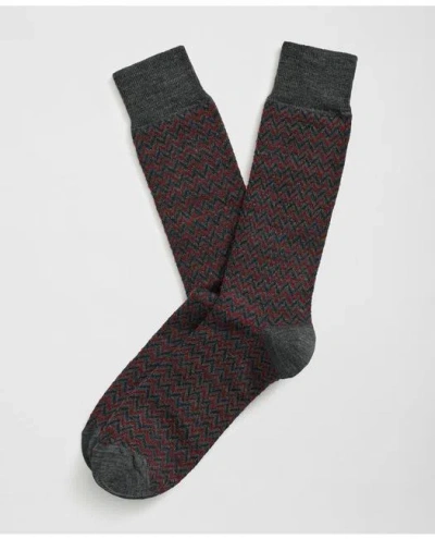 Brooks Brothers Wool Blend Herringbone Socks In Grey