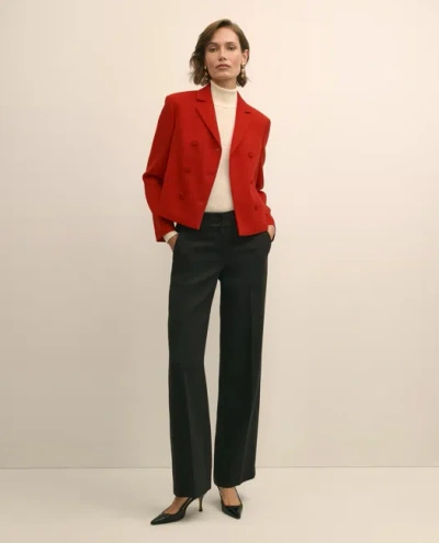 Brooks Brothers Wool Blend High-waisted Wide-leg Pant In Black