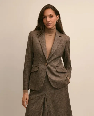 Brooks Brothers Wool Blend Houndstooth Jacket In Brown