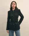 Brooks Brothers Wool-blend Military Boucle Belted Jacket In Black