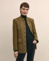 Brooks Brothers Wool-blend Military Boucle Belted Jacket In Brown