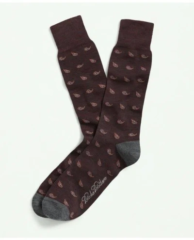 Brooks Brothers Wool Blend Paisley Socks In Dark Red