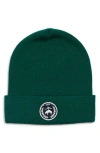 Brooks Brothers Wool Blend Patch Cuffed Beanie In Green