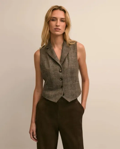 Brooks Brothers Wool Blend Plaid Vest In Brown
