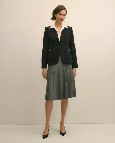 Brooks Brothers Wool-blend Pleated Herringbone Skirt In Blue