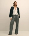 Brooks Brothers Wool Blend Pleated Herringbone Wide-leg Pant In Black