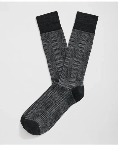 Brooks Brothers Wool Blend Prince Of Wales Socks In Grey