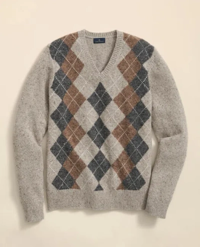 Brooks Brothers Argyle Wool-blend V-neck Sweater In Multi