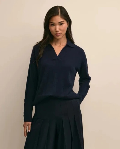 Brooks Brothers Wool Cashmere Cable Johnny Collar Sweater In Blue