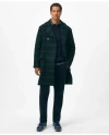 Brooks Brothers Wool Double-breasted Black Watch Overcoat In Navy