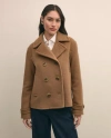 Brooks Brothers Wool Double-faced Cropped Peacoat In Brown