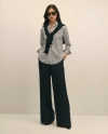 Brooks Brothers Wool Flannel High Waisted Wide-leg Pant In Black