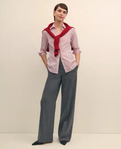 Brooks Brothers Wool Flannel High Waisted Wide-leg Pant In Gray