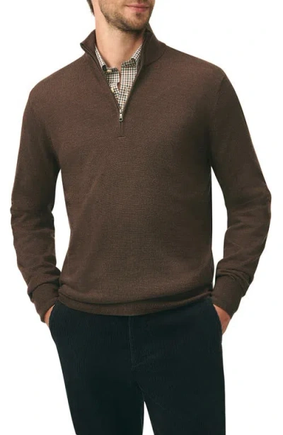 Brooks Brothers Merino Wool Half Zip Pullover In Brown