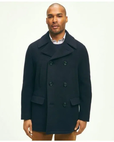 Brooks Brothers Wool Peacoat In Navy