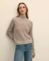 Brooks Brothers Wool Pointelle Open Knit Mock Neck Sweater In Brown