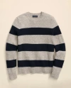 Brooks Brothers Wool Ragg Stripe Sweater In Black