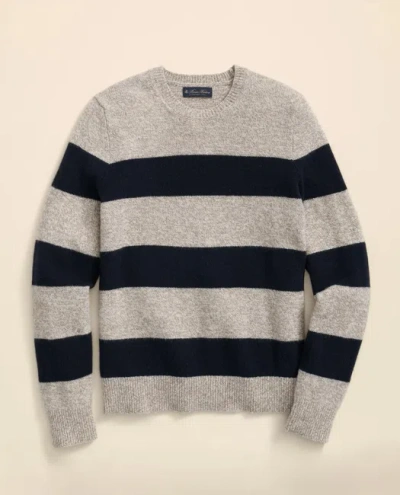 Brooks Brothers Wool Ragg Stripe Sweater In Black