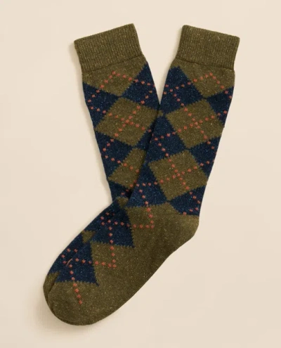 Brooks Brothers Wool-silk Blend Argyle Socks In Green