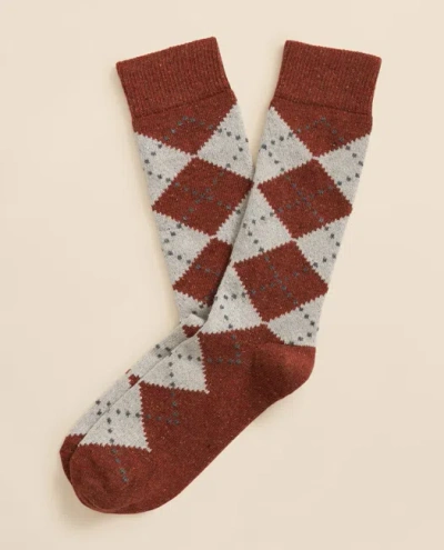 Brooks Brothers Wool-silk Blend Argyle Socks In Orange