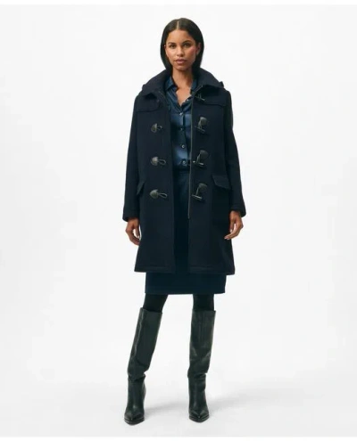 Brooks Brothers Wool Twill Hooded Toggle Coat In Navy