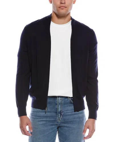 Brooks Brothers Wool Zip Cardigan In Black