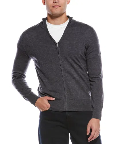 Brooks Brothers Wool Zip Cardigan In Gray