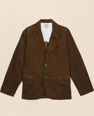 Brooks Brothers X Brain Dead Cotton Corduroy Embroidered Emblem Suit Jacket In Brown