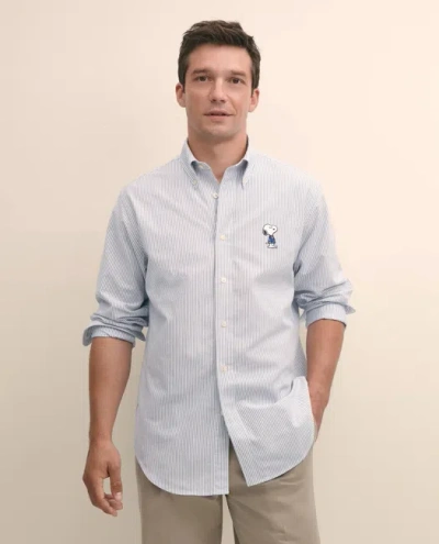 Brooks Brothers X Peanuts Traditional Fit Cotton Oxford Button-down Collar, Striped Sport Shirt In Blue
