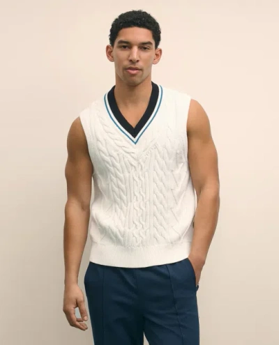 Brooks Brothers X Prince Cotton Tennis Sweater Vest In White