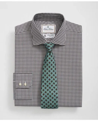 Brooks Brothers X Thomas Mason Cotton English Collar, Checked Dress Shirt In Brown