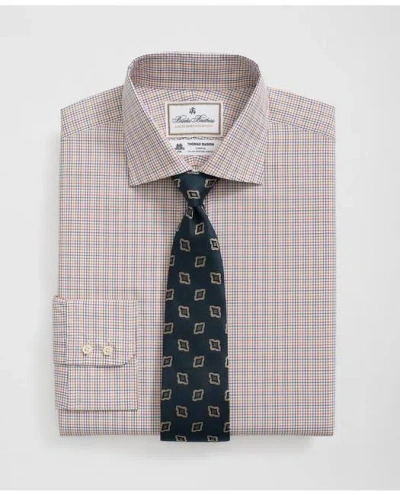 Brooks Brothers X Thomas Mason Cotton English Collar, Checked Dress Shirt In White
