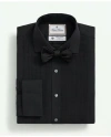 Brooks Brothers X Thomas Mason Cotton English Collar, Swiss Pleat Front Tuxedo Shirt In Black