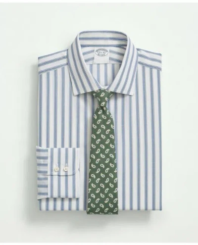 Brooks Brothers X Thomas Mason Cotton-linen English Spread Collar, Stripe Dress Shirt In White
