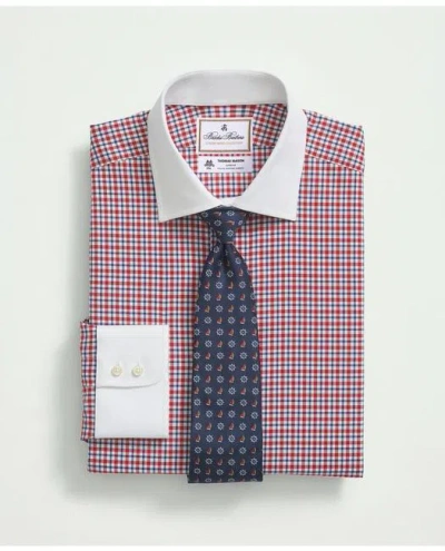 Brooks Brothers X Thomas Mason Cotton Poplin English Collar, Check Dress Shirt In Red