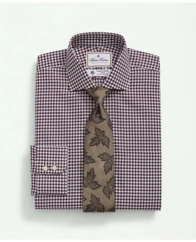 Brooks Brothers X Thomas Mason Cotton Twill Londoner Collar, Gingham Dress Shirt In Dark Purple