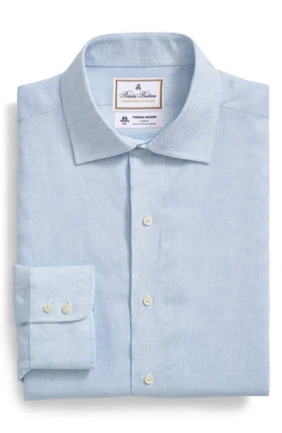 Brooks Brothers X Thomas Mason® Slub Linen Dress Shirt In Solid Light Blue
