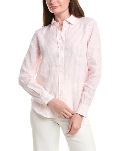 Brooks Brothers Yarn Dye Stripe Linen Classic Shirt In Pink